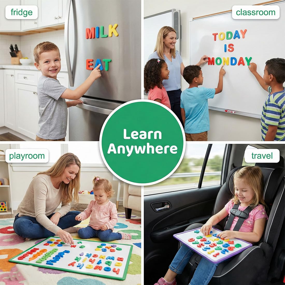 89 Piezas Letras Magnéticas para Niños de Madera Letras magneticas niños, Juego Educativo Montessori, Ideal para Aprender a Leer y Escribir de Forma Divertida, Segura y Creativa Incluye acentos — view 6