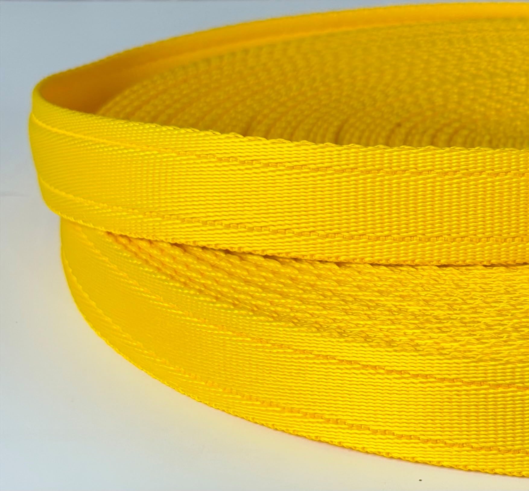 Dog long line training lead cushioned webbing in 5m or 8m (Yellow 5m, 1 inch wide)