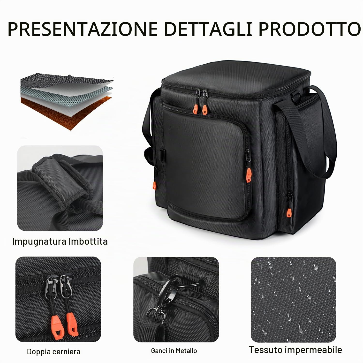 Custodia da viaggio per altoparlanti, compatibile con JBL Partybox Encore Essential/Essential 2, custodia da viaggio con tasche per caricabatterie, accessori per microfono