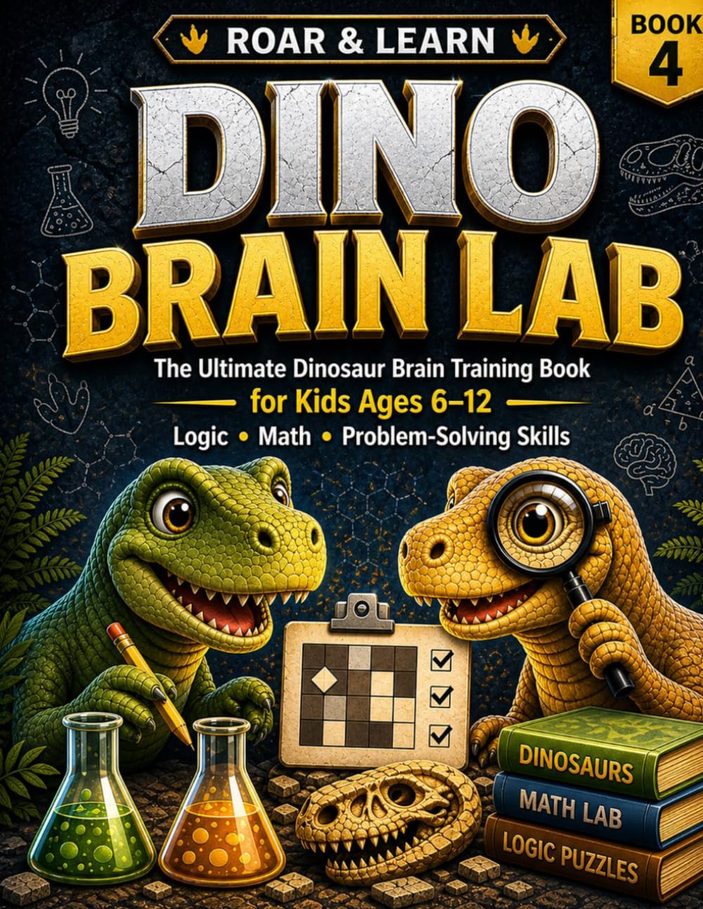 ROAR & LEARN: DINO BRAIN LAB: The Ultimate Dinosaur Math, Logic & Problem-Solving Adventure for Kids Ages 6-12. (ROAR & LEARN DINO SERIES)