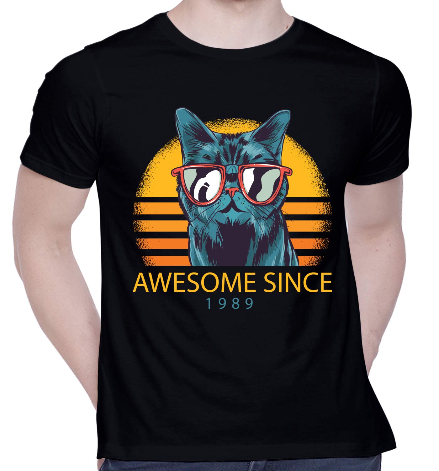 CreativiTGraphic Printed T-Shirt for Unisex Awesome-Cat Tshirt | Casual Half Sleeve Round Neck T-Shirt | 100% Cotton | D00506-52