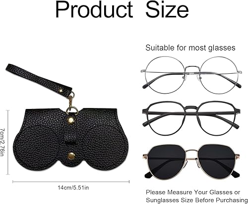 Miniatura 2 de Bolsa de cuero suave para gafas de sol, bolsa de cuero suave para gafas de sol con correa para la muñeca, estuche portátil para gafas de sol