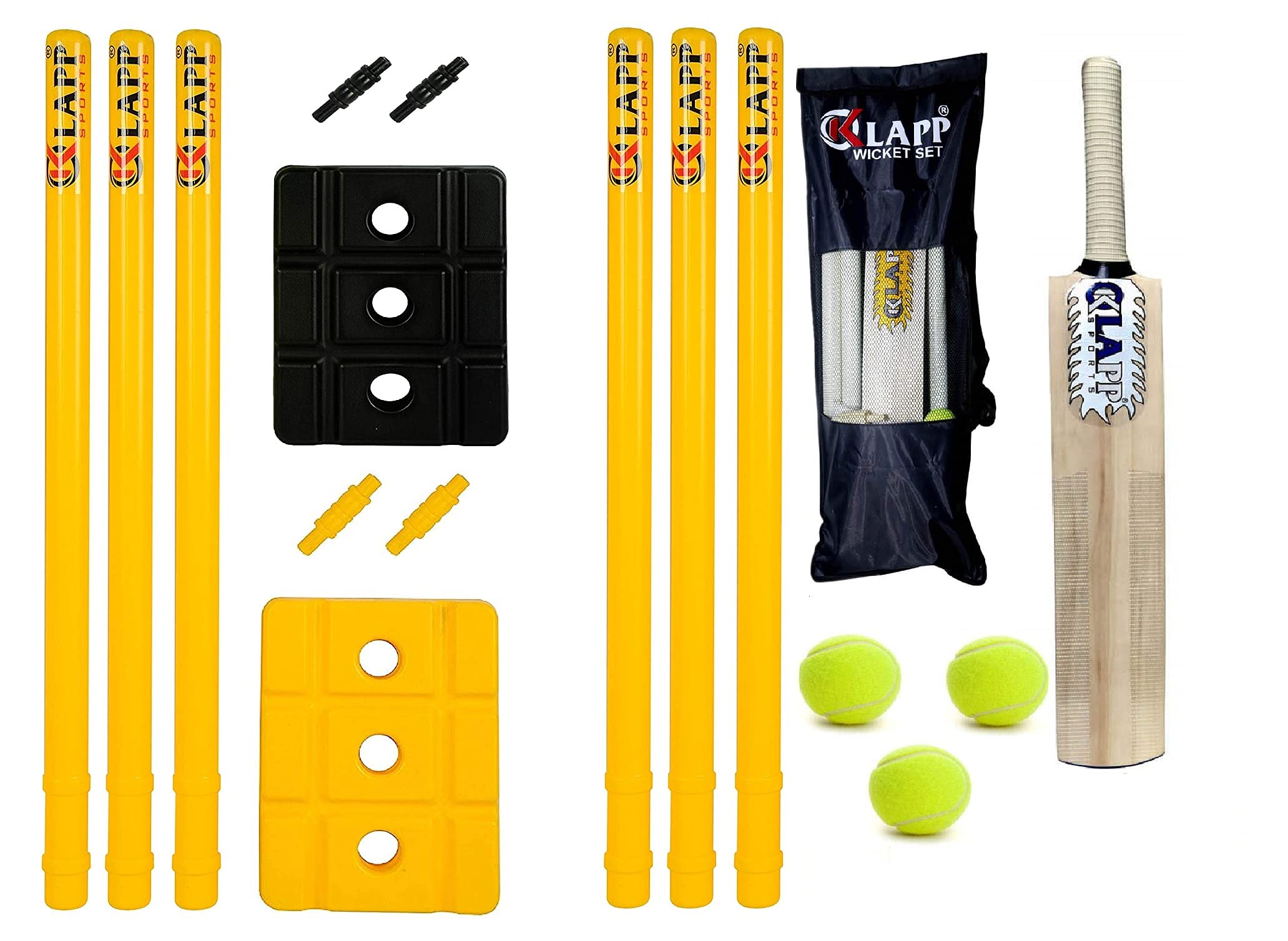 Klapp Plastic Wicket Set with Tennis Bat and Three Tennis Ball (2021 New Cricket Selection) (Size-3)-image-34