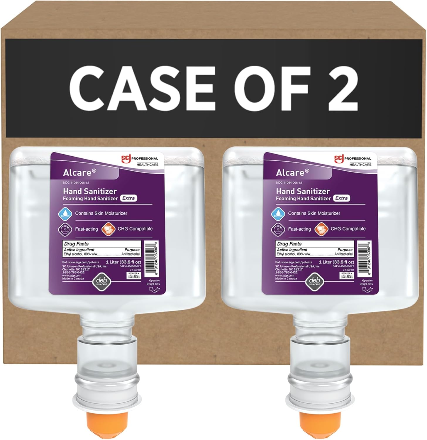 SC Johnson Professional Alcare Extra Foaming Hand Sanitizer 2-Pack 1L Touch-Free Cartridge Refill Pack