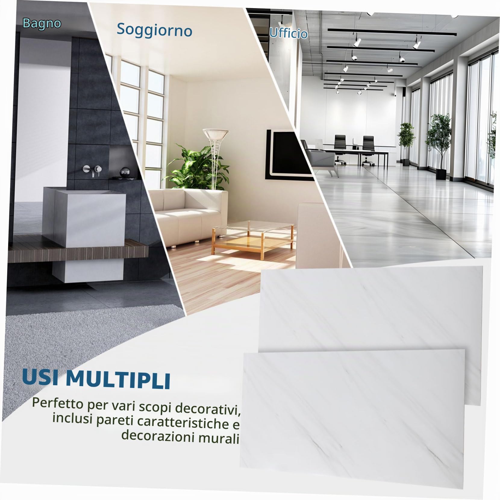 20 Pannelli Murali Impermeabili in Schiuma Xpe Autoadesivi Adesivi Per Piastrelle Bagno E Cucina Effetto Marmo Decorazione Per Parete Doccia E Rivestimento Adesivo