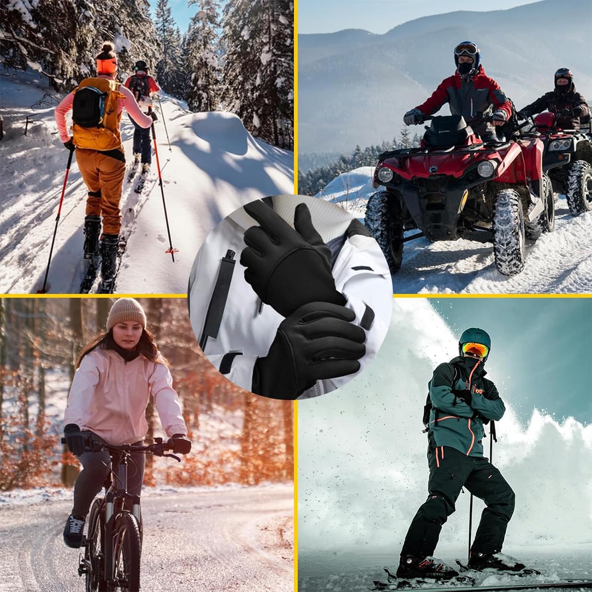 Gants d'hiver écran tactile chauds imperméables antidérapants pour hommes femmes vélo randonnée ski escalade