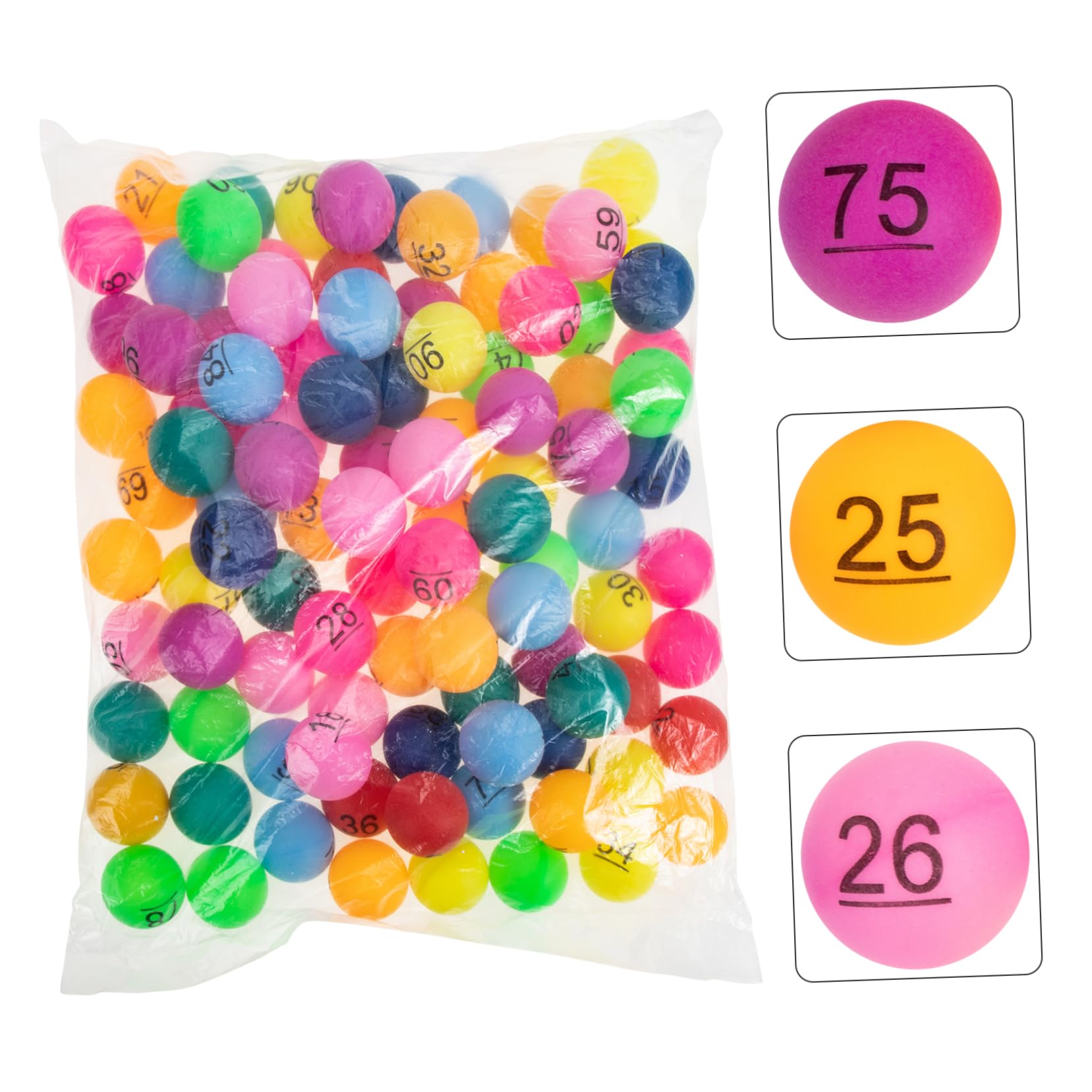 BRIGHTFUFU Game Balls 100pcs Plastic Brightly Colored Number Balls for Raffles Party Games