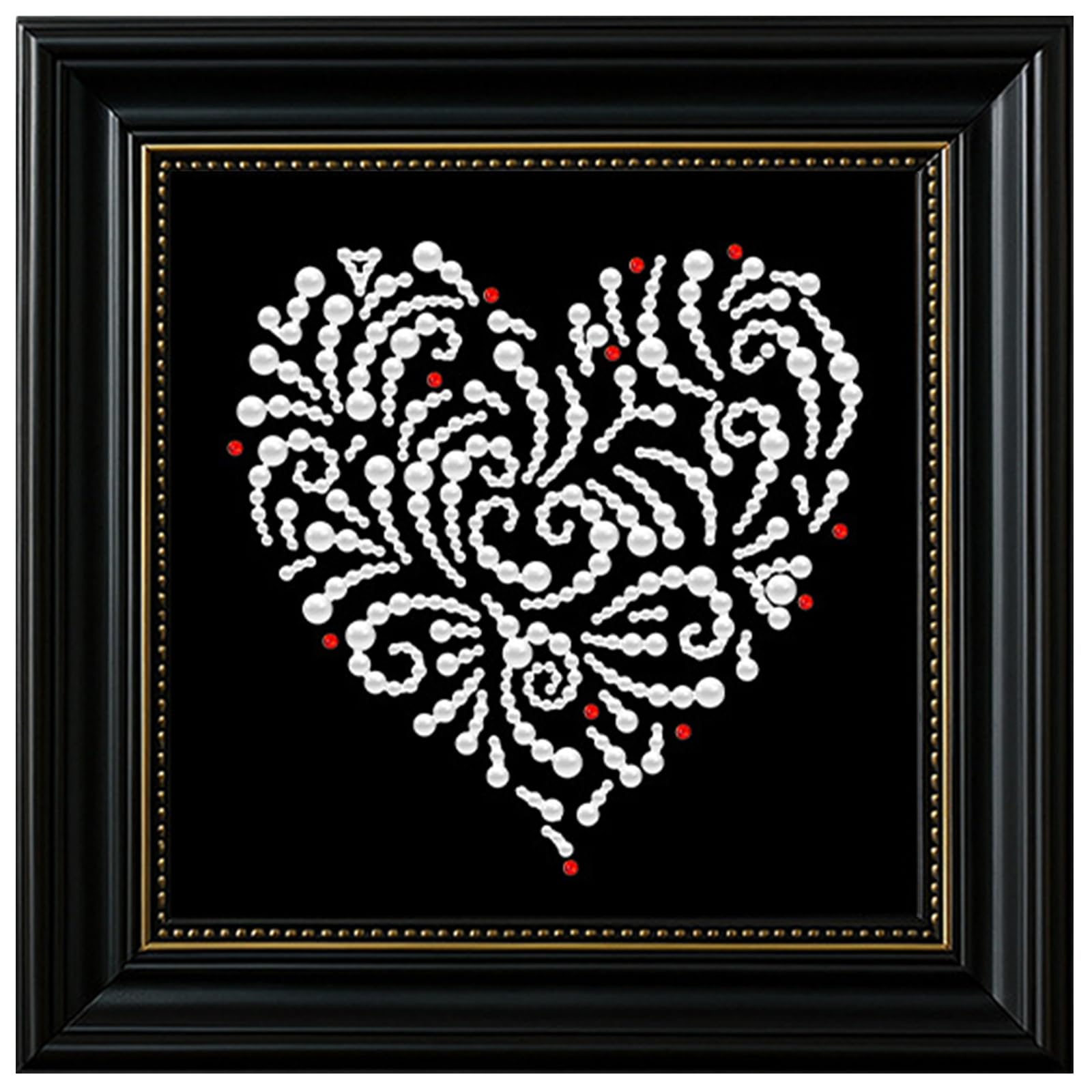 POETRYDRAW Heart DIY Pearl Dot Painting with Frame Pearl Art Painting 27x27cm for Home (ZH219)