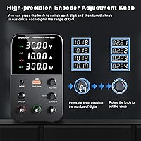 Vista 3 de DC Power Supply Variable, Bench Power Supply with Encoder Adjustment Knob, Output Enable/Disable Button, Adjustable Power Supplies with USB