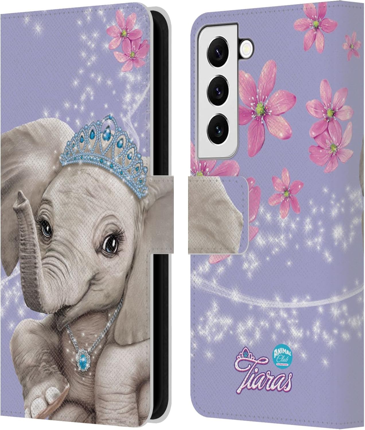 Head Case Designs Officially Licensed Animal Club International Elephant Royal Faces Leather Wallet Case Compatible with Samsung Galaxy S22 5G