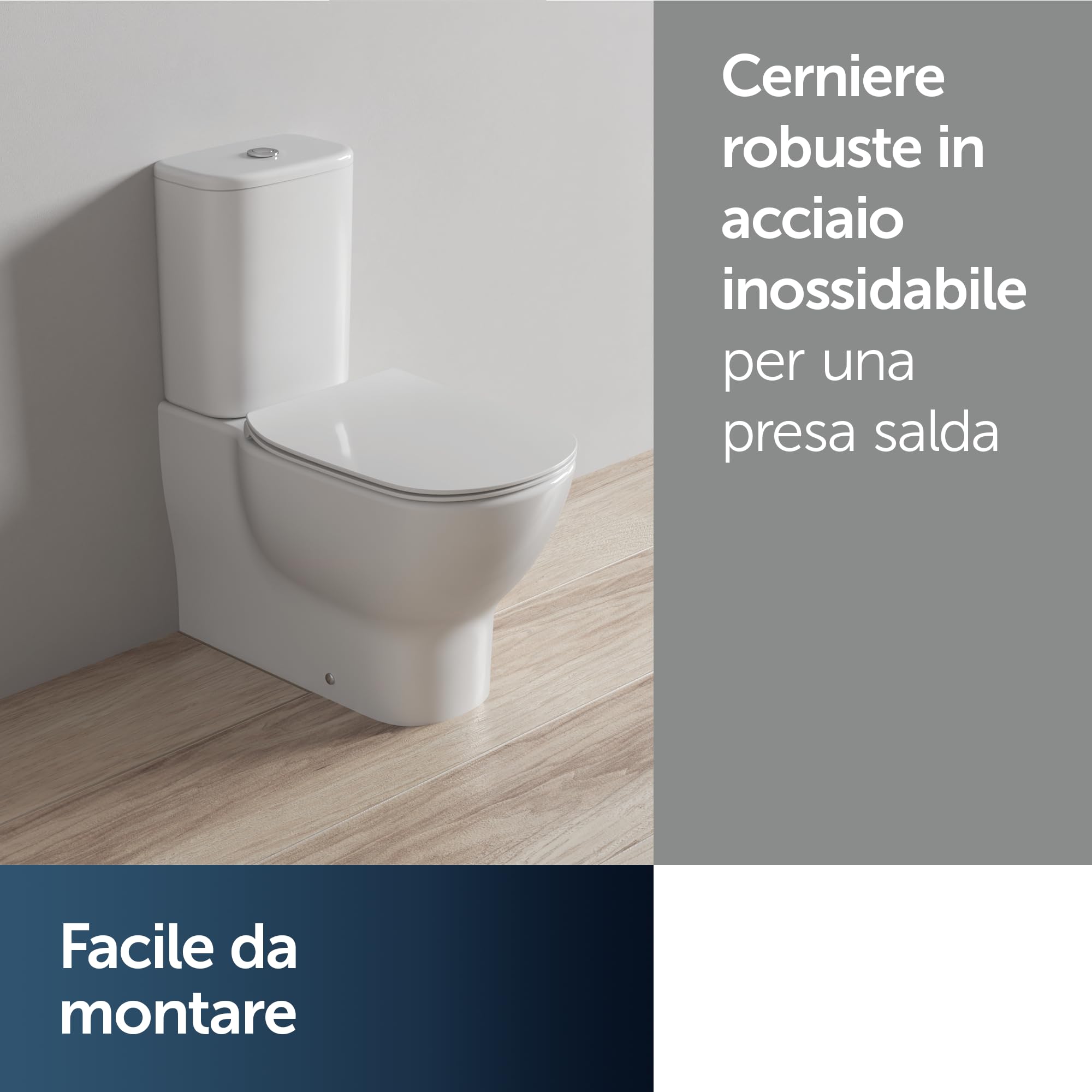 Ideal Standard Tesi sedile per WC con forma a D sottile – Bianco (Alpin) | con funzione di sgancio rapido per una facile pulizia, in robusto duroplast – Bianco (370x450x45 mm)