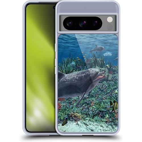 Head Case Designs Officially Licensed Simone Gatterwe Reef Play Dolphins Gel Case [Military Grade Protection] Compatible with Google Pixel 8 Pro and Compatible with MagSafe