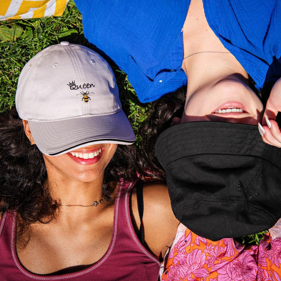Queen Bee Baseball Hat – Embroidered Design, Adjustable Strap, Sustainable Baseball Cap with Sun Protection 50+, Casual Wear for Women, Gray - Image 6