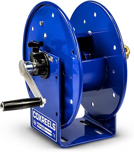 112-3-50 Compact Hand Crank Steel Hose Reel - 4,000 PSI - Holds 3/8" x 50' Length Hose - Perfect for Air Compressor, Garden, Pressure Washer, Electric Hoses (Hose Not Included) Made in USA