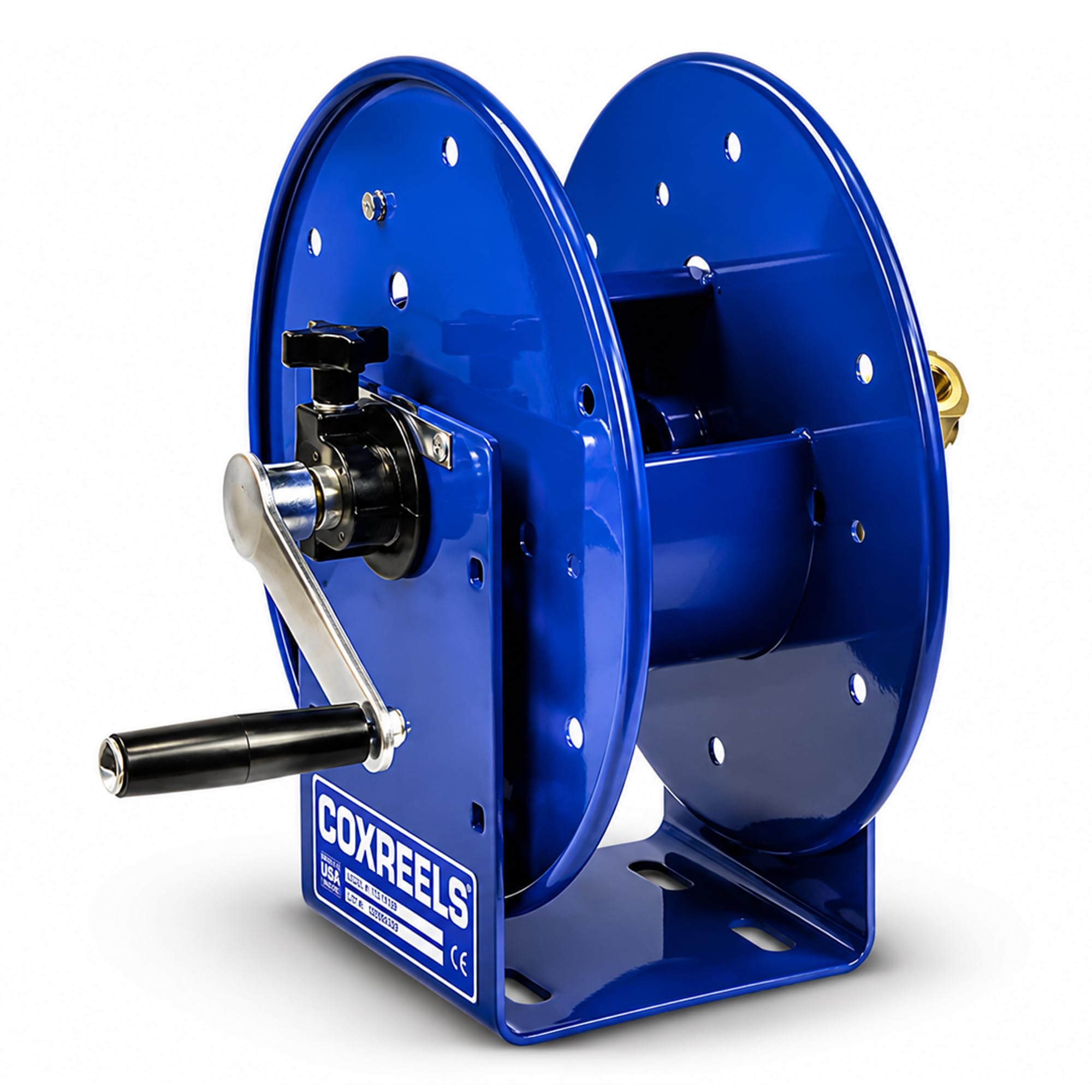 Coxreels 112-3-50 Compact Hand Crank Steel Hose Reel - 4,000 PSI - Holds 3/8" x 50' Length Hose - Perfect for Air Compressor, Garden, Pressure Washer, Electric Hoses (Hose Not Included) Made in USA
