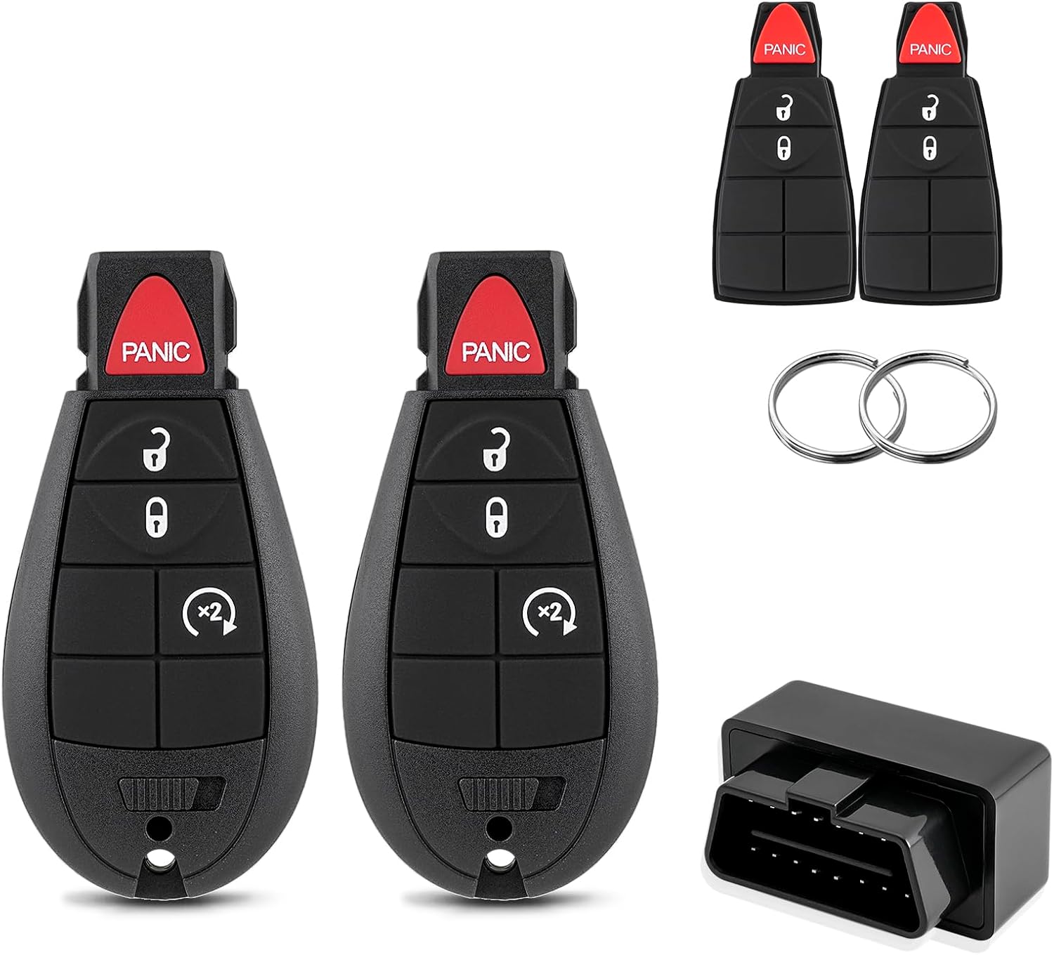 GQ4-53T DIY Key Fob Replacement with OBD Tool for Dodge Ram 1500 2013 2014 2015 2016 2017 Ram 3500 Truck Keyless Entry Remote with Interchangeable 3 and 4 Button Key Pads