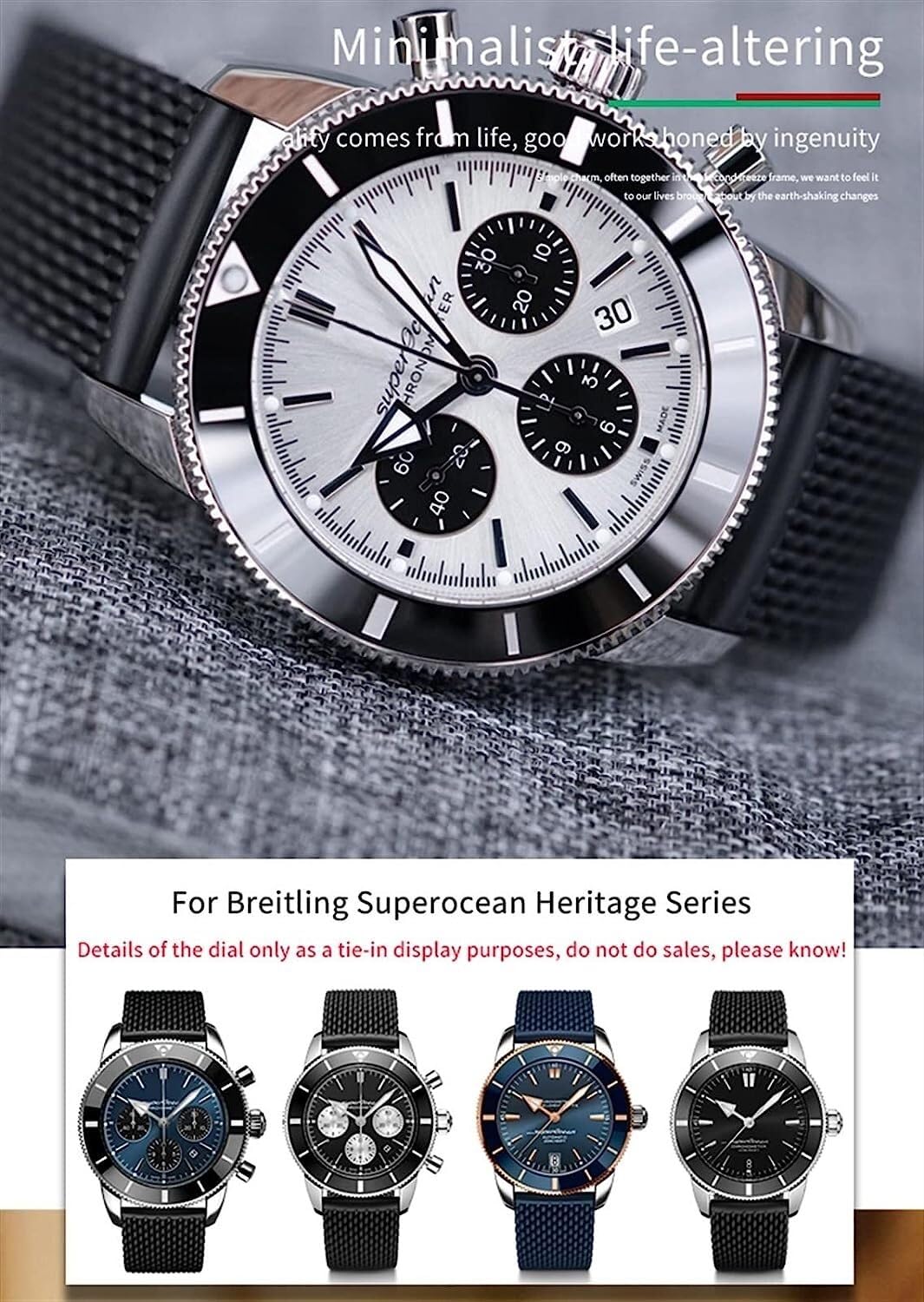 22mm 24mm cinturino in gomma intrecciata per Breitling Avenger Superocean Heritage cinturino per orologio accessori di ricambio