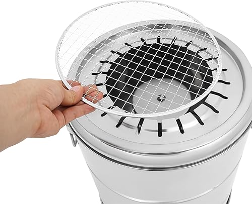 Miniatura 9 de Parrilla portátil sin humo, parrilla de carbón de 13.4 x 14.9 pulgadas, parrilla de acero inoxidable envolvente de carbón con 22 brochetas y