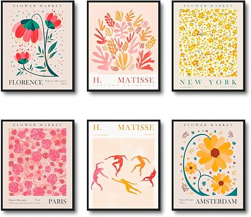 Miniatura 1 de dazongweihan Pink Matisse Prints - Arte de pared, pósteres estéticos daneses de arte de pared, sin marco, para exposiciones de mercado de flores,