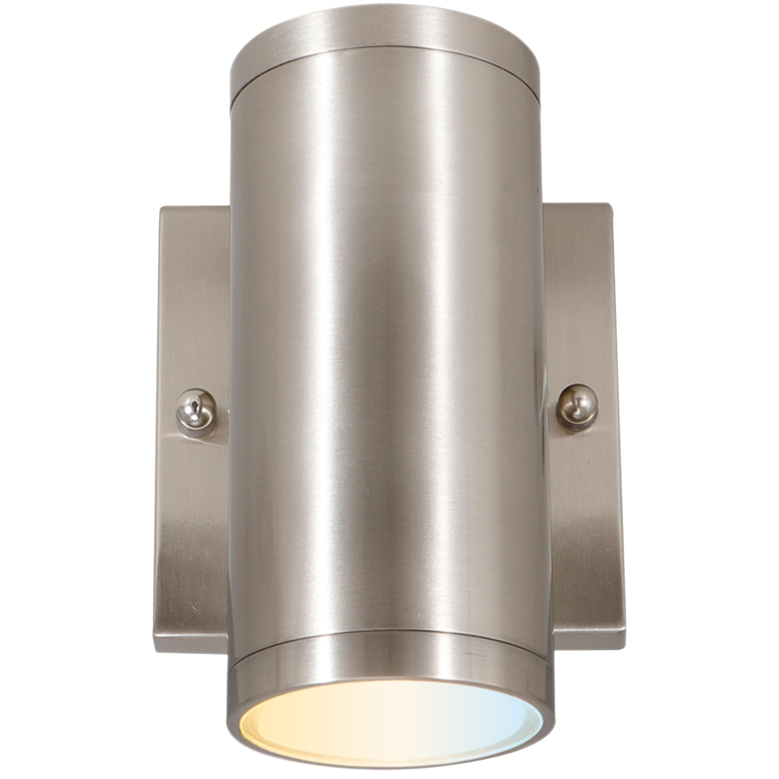 Sunlite 6-Inch LED Outdoor Tubular Wall Sconce Light Fixture, 12W, 1000 Lmns, Color Selectable 30K/40K/50K, Dimmable, ETL Listed, Up or Down Wall Mount, Brushed Nickel, Residential, Commercial Use