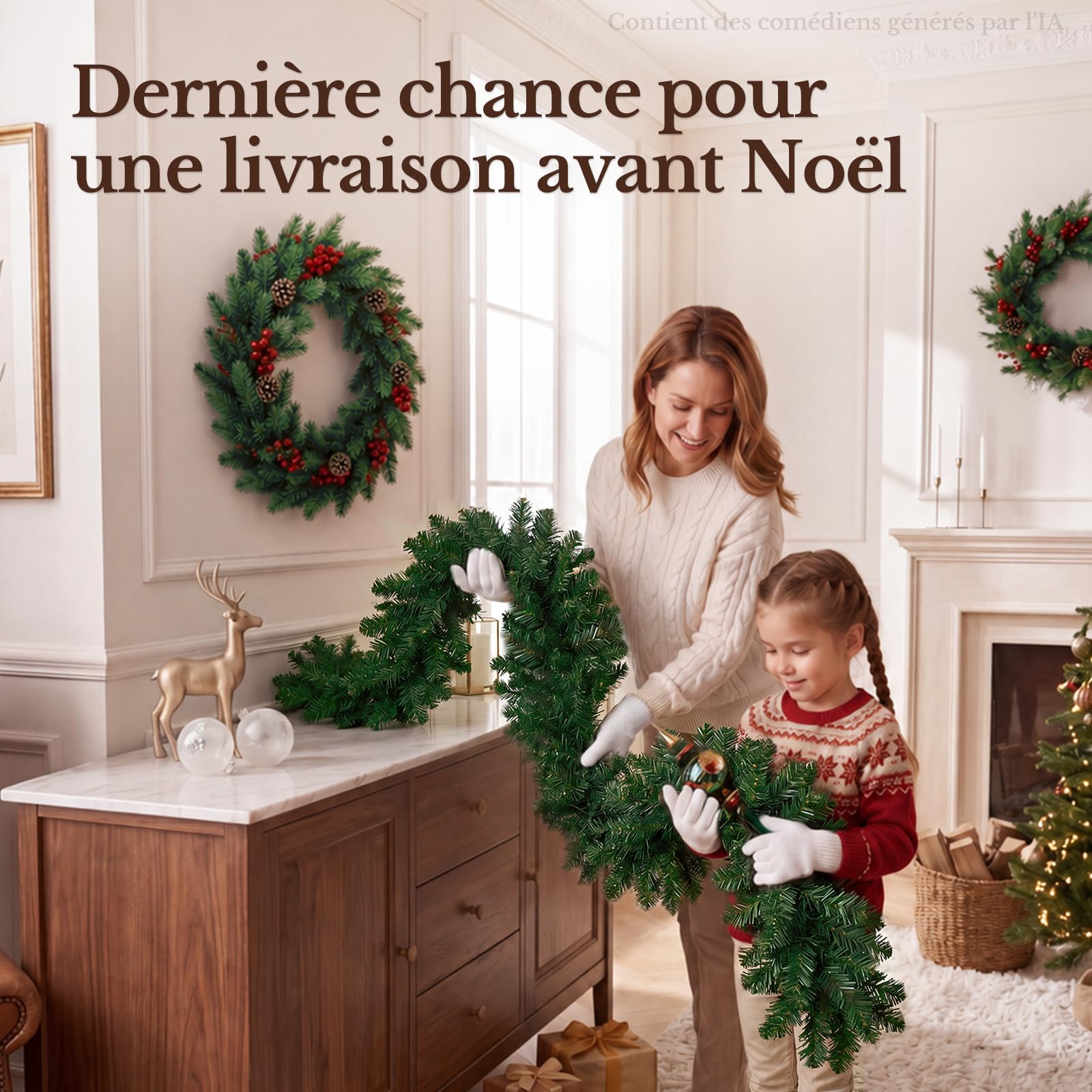 HOKEEPER Guirlande de Noël de 270 cm avec LED