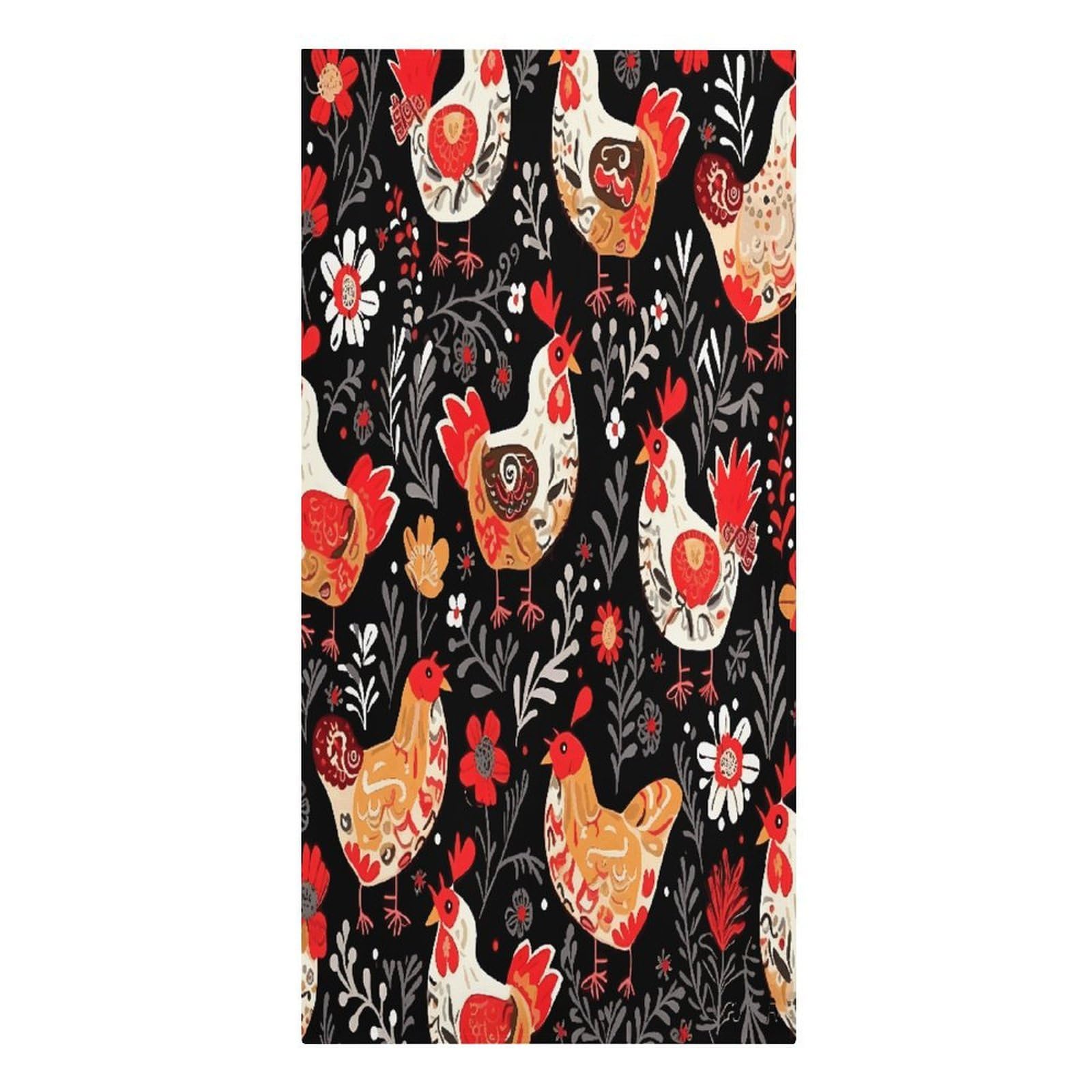 VstaDank Cute Rooster Chickens Beach Towel Microfiber Oversized Beach Blanket Super Absorbent Soft Pool Bath Towel Sand Free Quick Dry Travel Towels Gifts for Yoga Sports Adults 30" X 61"