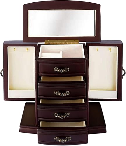 URFORESTIC Joyero de madera maciza, estuchealmacenamiento (marrón oscuro)