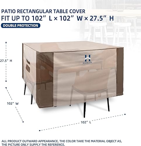 Miniatura 3 de HAMLER Fundas para muebles de patio, rectangular, resistente, tela Oxford resistente 420D, impermeable, para mesa y sillas de comedor de uso