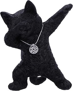 Nemesis Now Hex and Flex Black Cat Figurine, 18.5 cm, Gothic Cat Statue with Pentagram Necklace, Funny Dabbing Cat Decor, Occult Collectible Gift