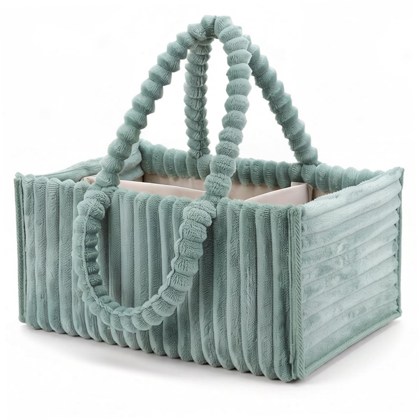 Tapallmy Baby Diaper Caddy Portable Diaper Caddy with Removable Dividers Soft Flannel Storage Bin for Baby Essentials Toys Supplies Green