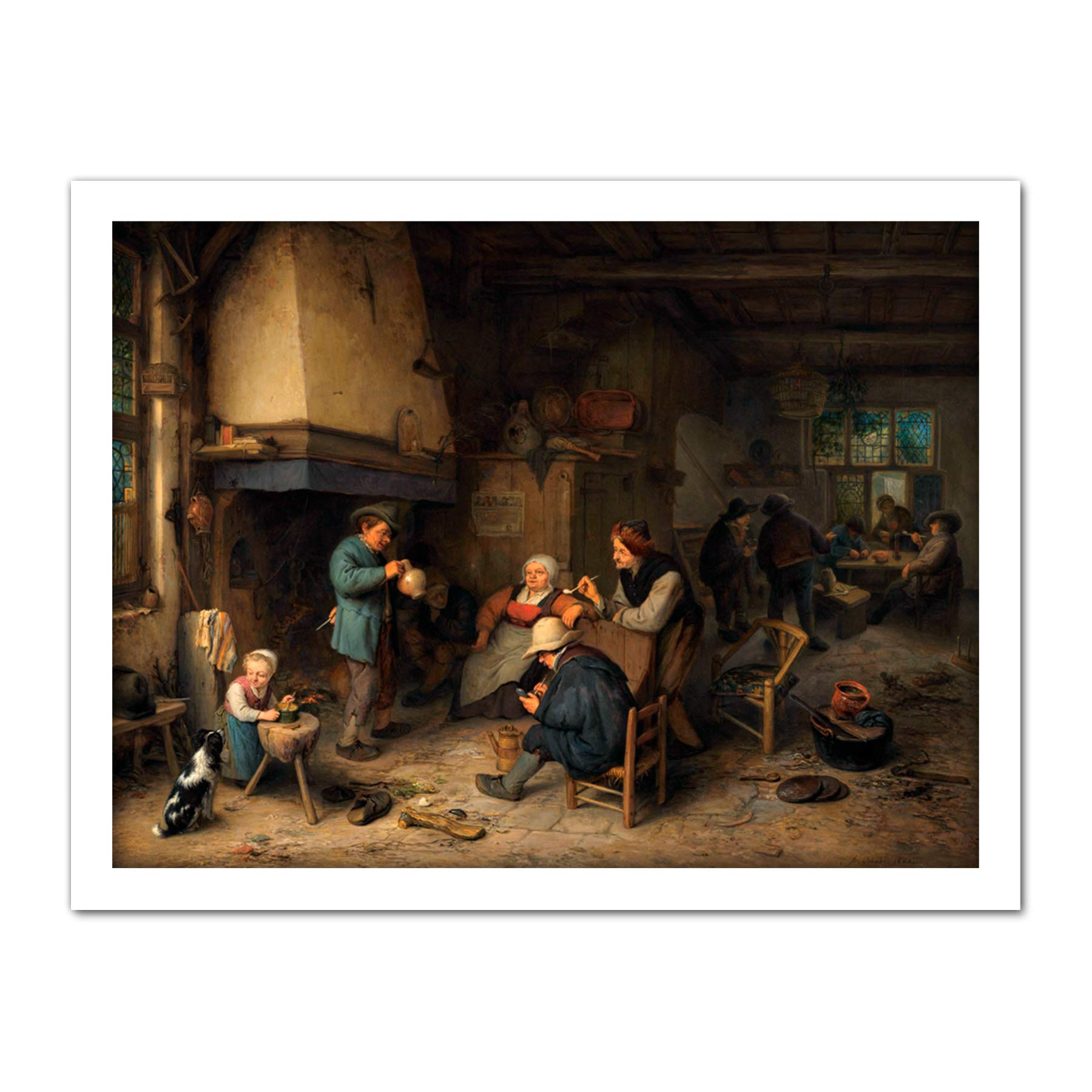 Artery8 Adriaen Van Ostade Peasants Interior Painting Artwork Framed Wall Art Print 18X24 Inch
