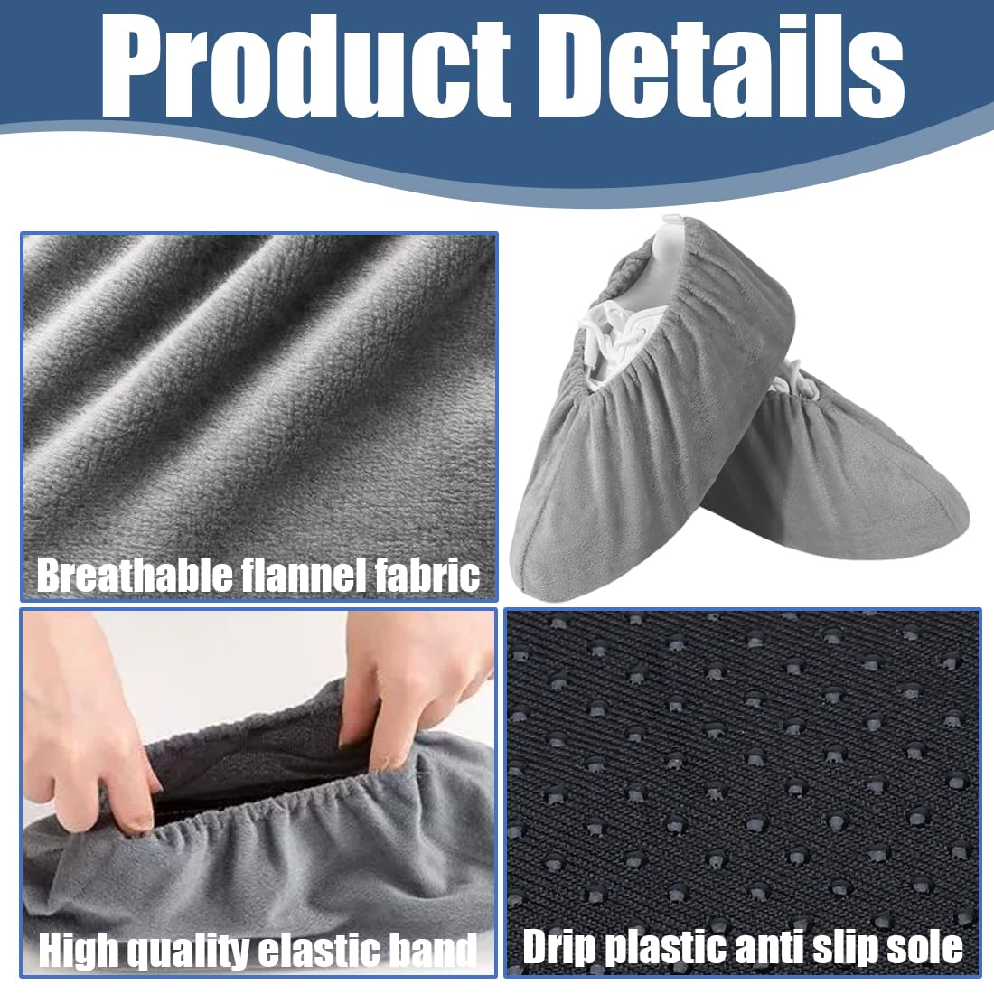 Copriscarpe Lavabili Antiscivolo Resistenti All'usura per Casa Ospiti, 3 Paia (Rosa/Verde/Grigio)