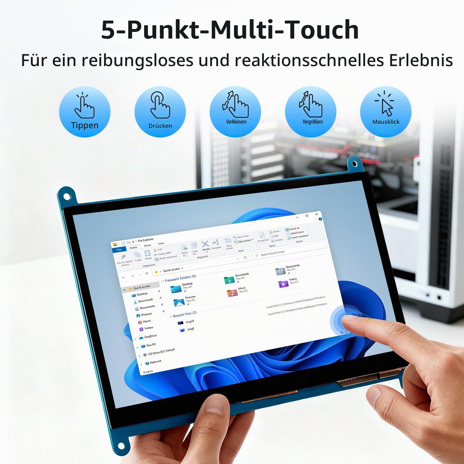 7-Zoll Raspberry Pi Touch Screen Display, Elecrow 1024X600 HDMI Monitor für Raspberry Pi 4B 3B + Windows
