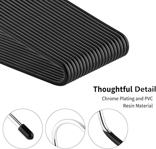 Miniatura 11 de Perchas de metal antideslizantes para pantalones, paquete de 20 perchas de jeans con extremos abiertos, para ahorrar espacio, colgador de cuello