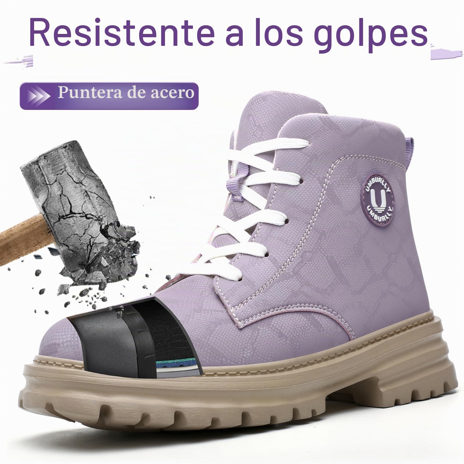 Zapatos de Seguridad Mujer Comodo Botas de Trabajo Impermeable Antideslizante Botas de Seguridad con Puntera de Acero Zapatillas de Trabajo Ligero