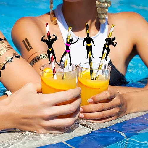 Miniatura 7 de BLUE TOP 30 pajitas de papel de baile divertidas para despedida de soltera, para hombres y bailarinas de Felame