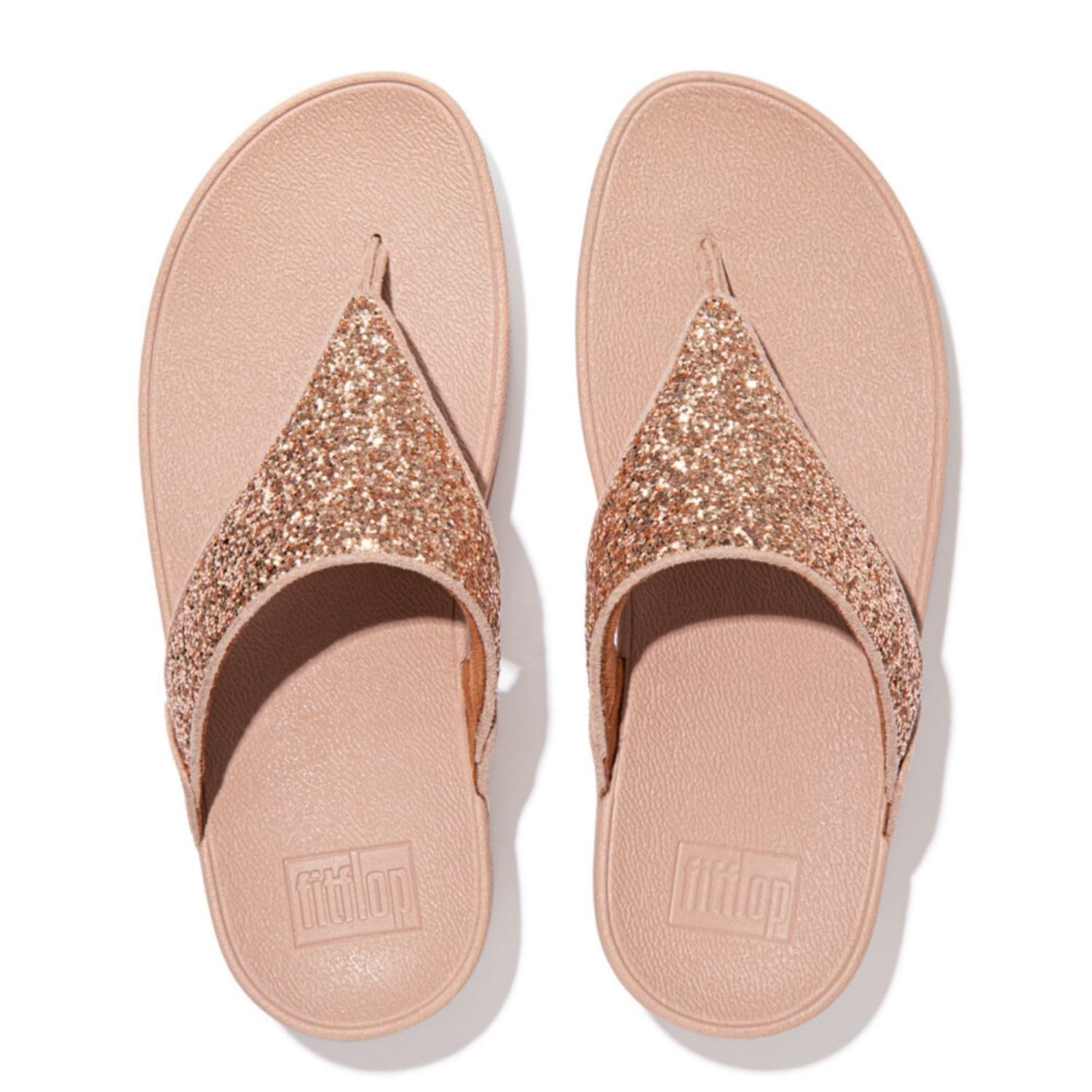 FitFlop Lulu Tongs à paillettes pour femme, confortables avec soutien naturel de la voûte plantaire, rose gold, 38 EU