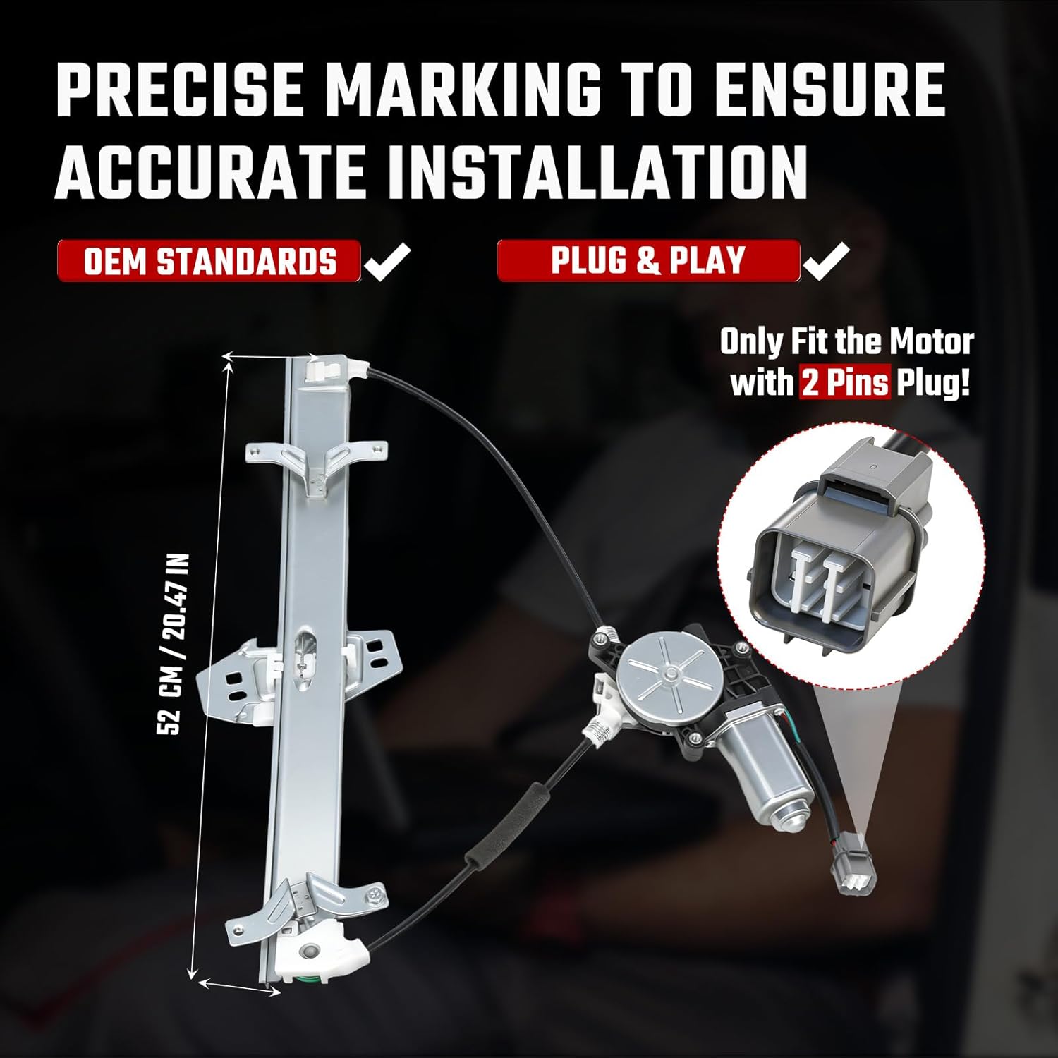 741-307 Front Right Passenger Side Power Window Regulator with Motor Assembly Compatible for Honda Accord 2003 2004 2005 2006 2007 Replace 72210SDAA02