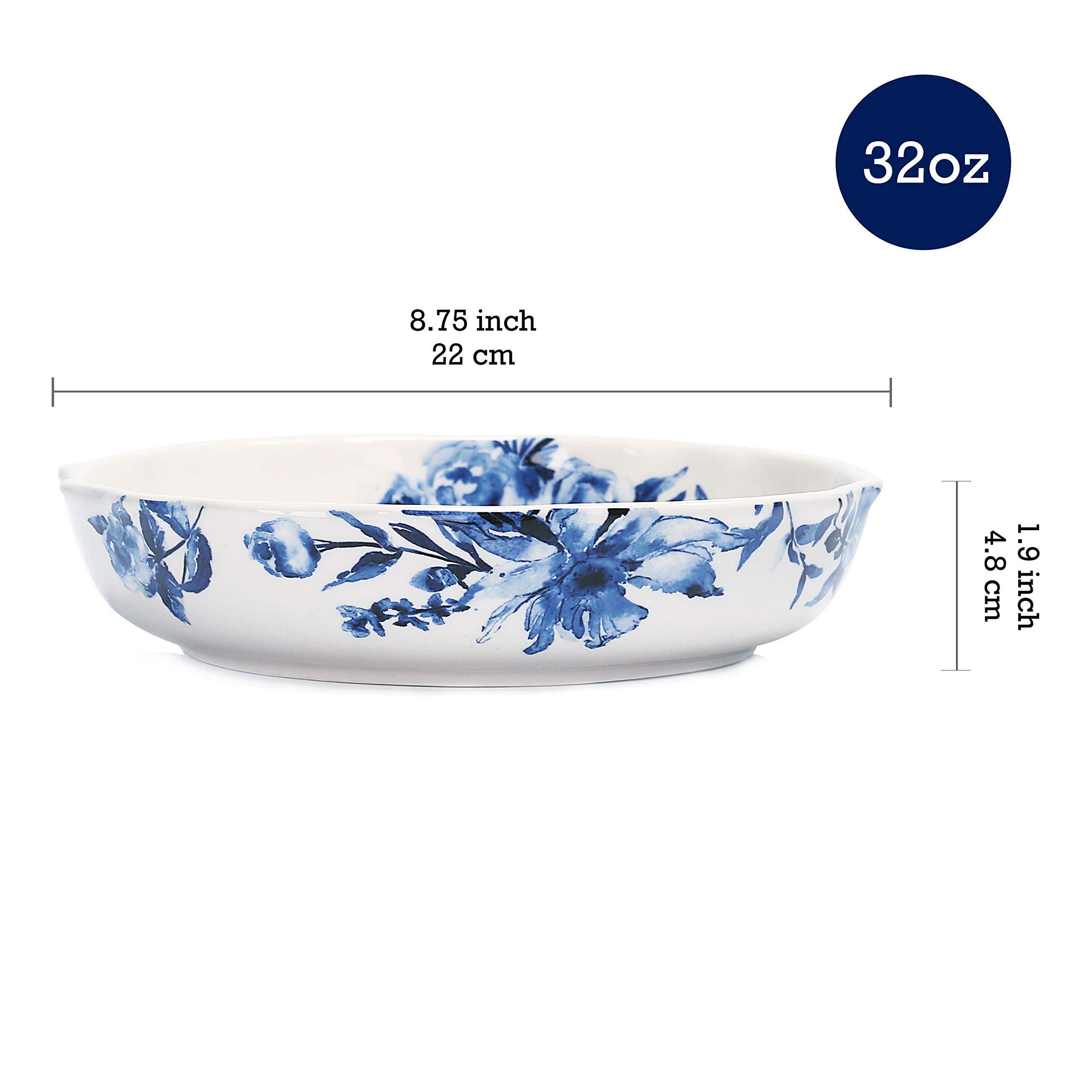 Amazon.com | Bico Watercolor Blue Flower Scalloped Ceramic