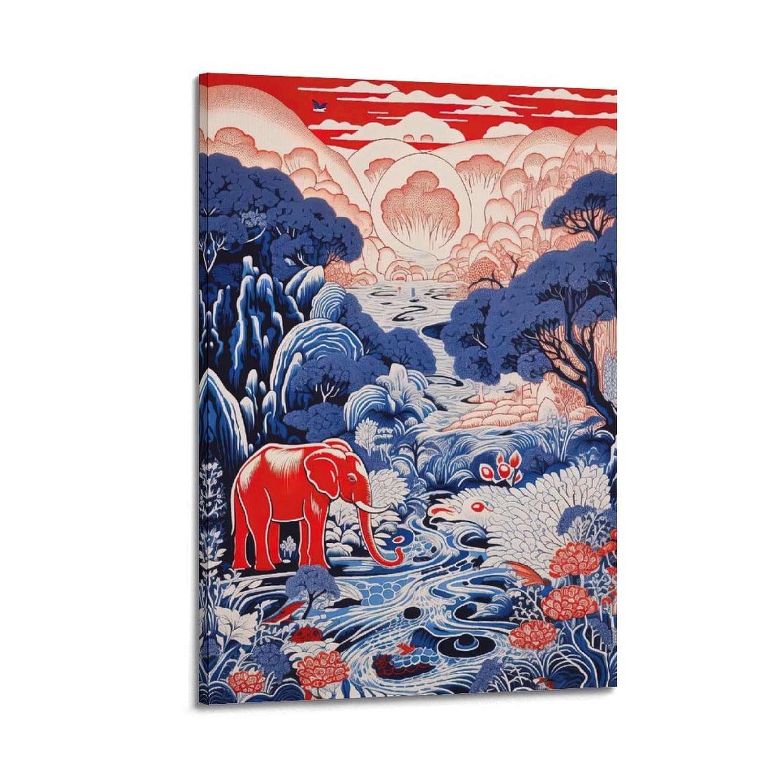 Xkuga Boys Frame-Style Elephants Jungle Animal Poster Vintage Wildlife Style Modern Decorative Canvas Prints - Ideal Wall Art For Family, Man Cave, Game Room, & Girls Bedroom 20X30inch(50X75cm)