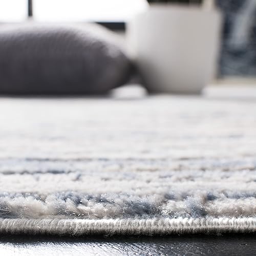 Miniatura 7 de SAFAVIEH Amelia Collection - Alfombra de área de 6 x 9 pies, marfil y azul, diseño abstracto moderno, no desprende pelusa y de fácil cuidado, ideal