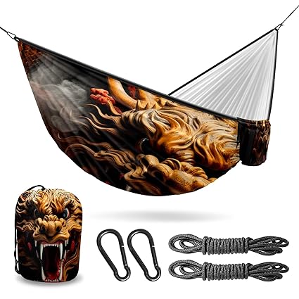 Vigetue Camping Hammock Double & Single Portable Hammocks with 2 Tree Straps, Great for Hiking,Backpacking,Hunting,Outdoor,Beach,Camping, Chinese Dragon (84)