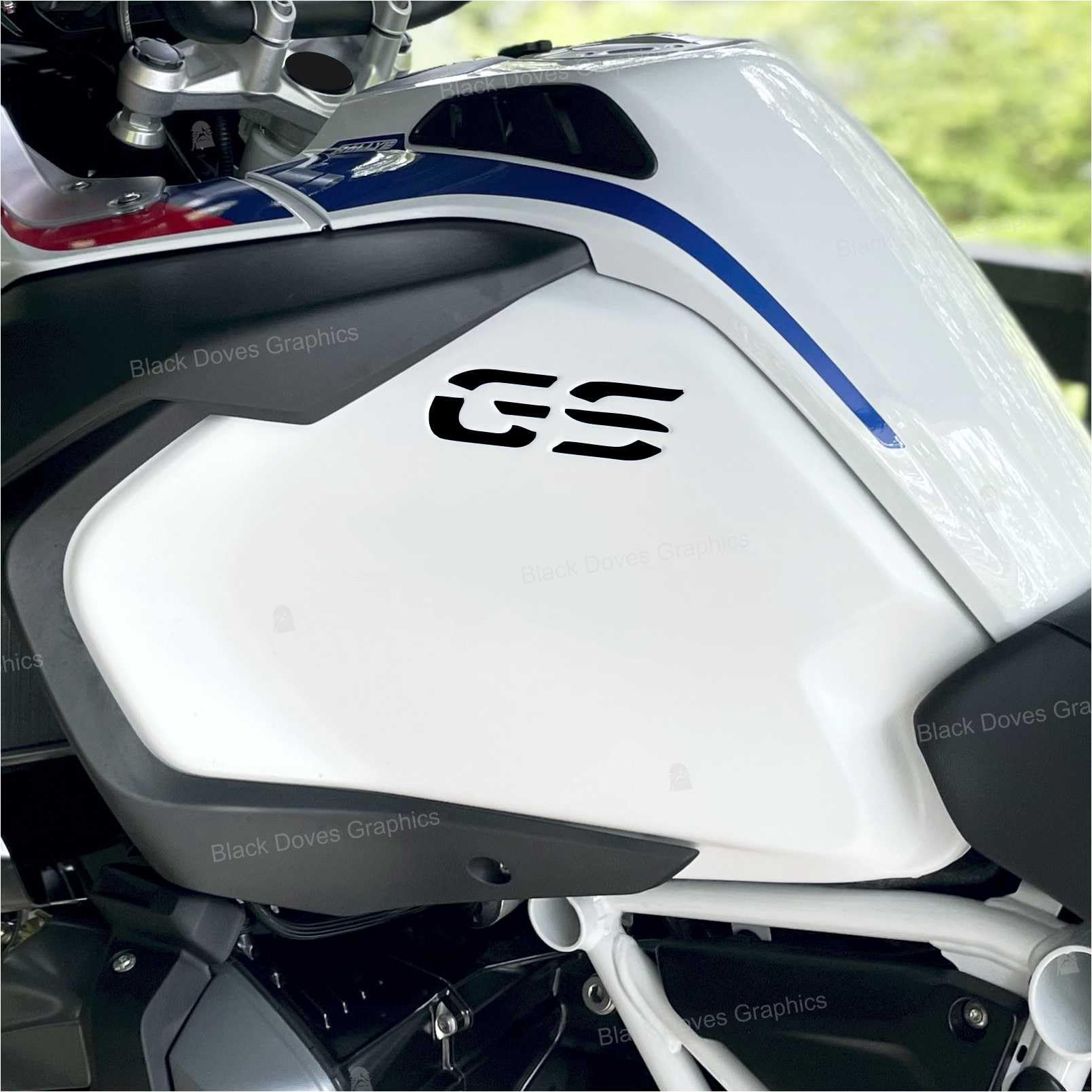 BLACK DOVES GRAPHICS n.2 Stickers for Tank Sides compatible with/replacement for BMW Motorrad R 1200 1250 GS Adventure LC (Black)