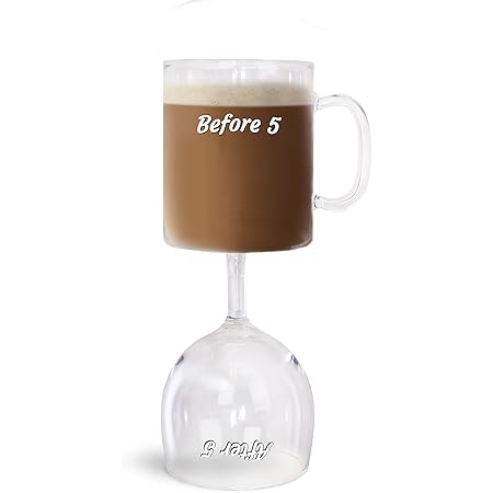 BigMouth Inc. Before & After 5 Coffee & Wine Glass, Reversable Cup, Funny Novelty Dual Wine Glass and Coffee Cup