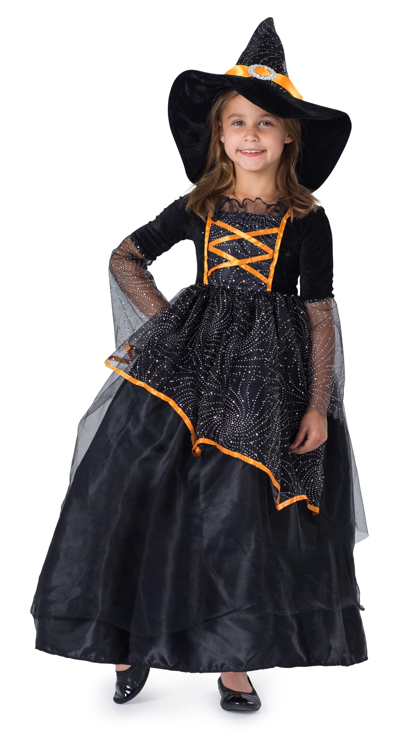 Dress Up America Witch Costume for Kids- Halloween Girls Witch Costume - Black and Orange Toddler
