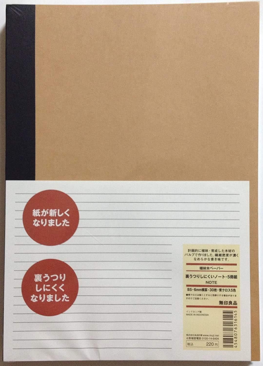 [Pack of 5] Muji Notebook 30 Sheets Lined Paper by Muji from Japan (B5 Set of 2 (10 Notebooks))