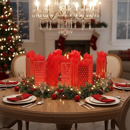 Miniatura 13 de Chrisfall 12 bolsas de vino para botellas, bolsas de regalo de vino, papel kraft a granel con asas, etiquetas, papel de seda para envoltura