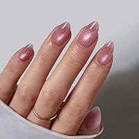 Vista 18 de BTArtbox - Uñas postizas almendradas estilo francesa, de gel suave reutilizable, ajuste natural, con pegamento, 30 piezas en 16 tamaños, diseño