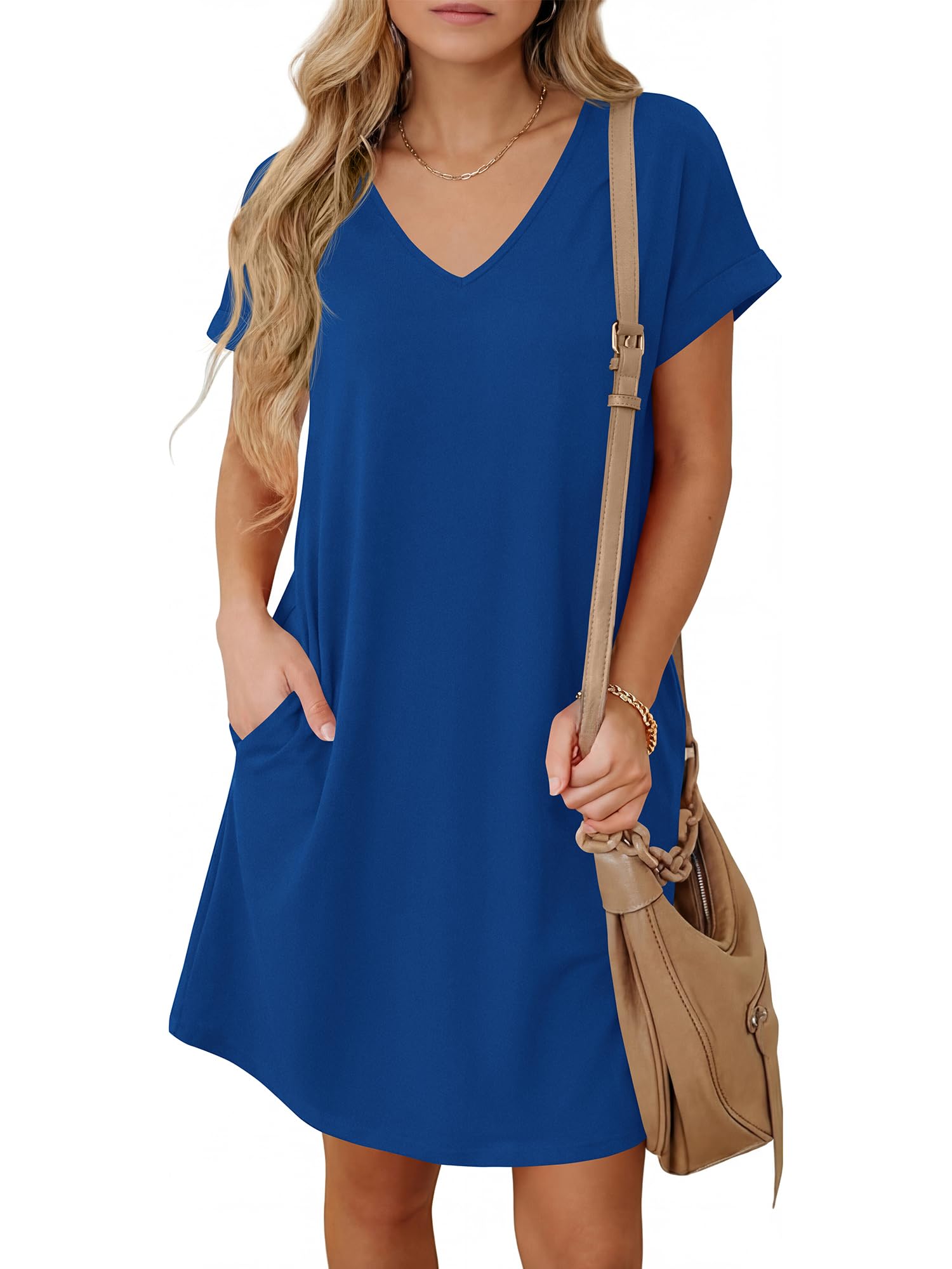 BTFBM Womens Summer Dresses 2026 Pockets Short Sleeve Loose Nightgowns Pajama Beach Vacation Casual Spring T Shirt Dress