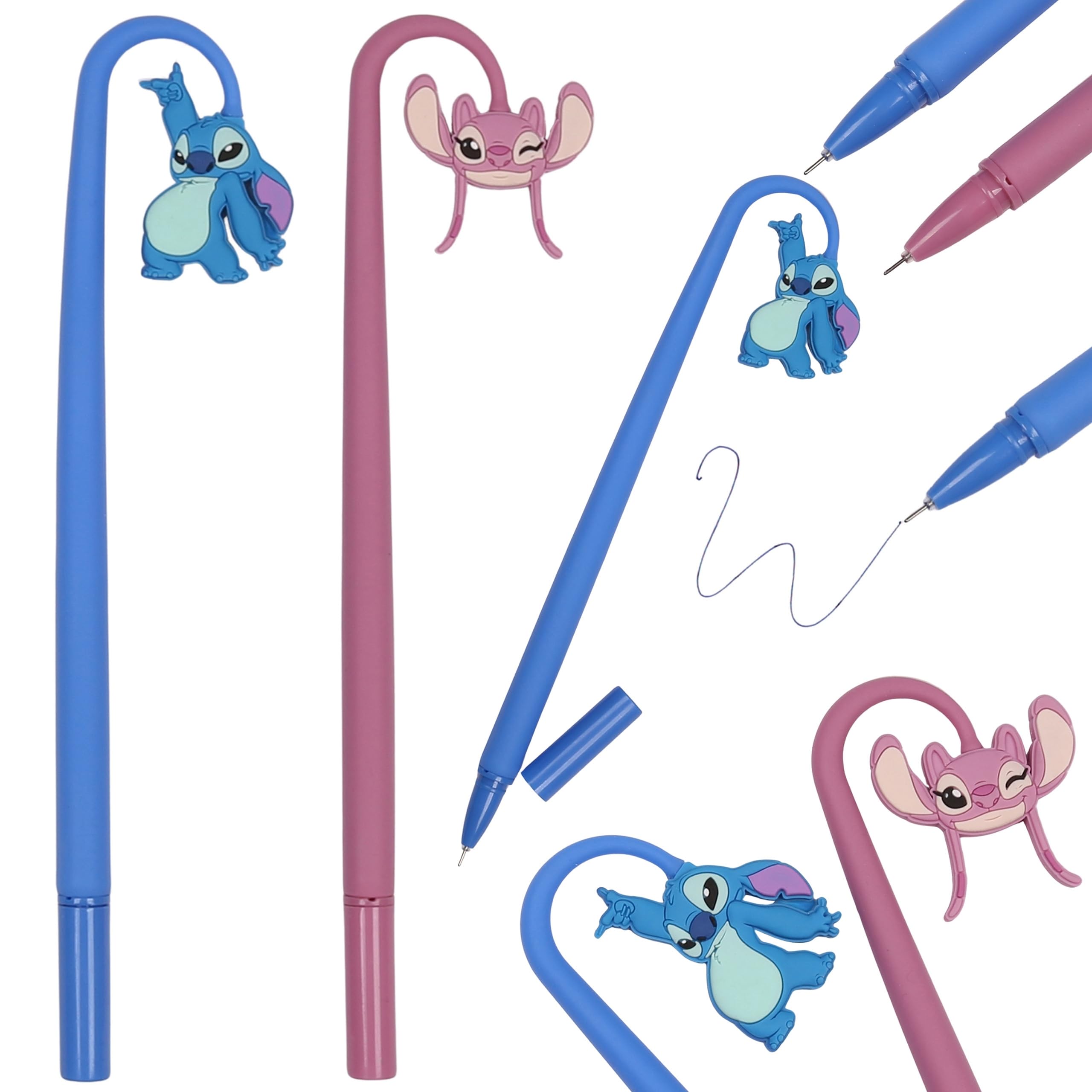 DISNEY Sitch 2x Gel pen with figure, blue ink, Silicone school pen (H) - Image 2